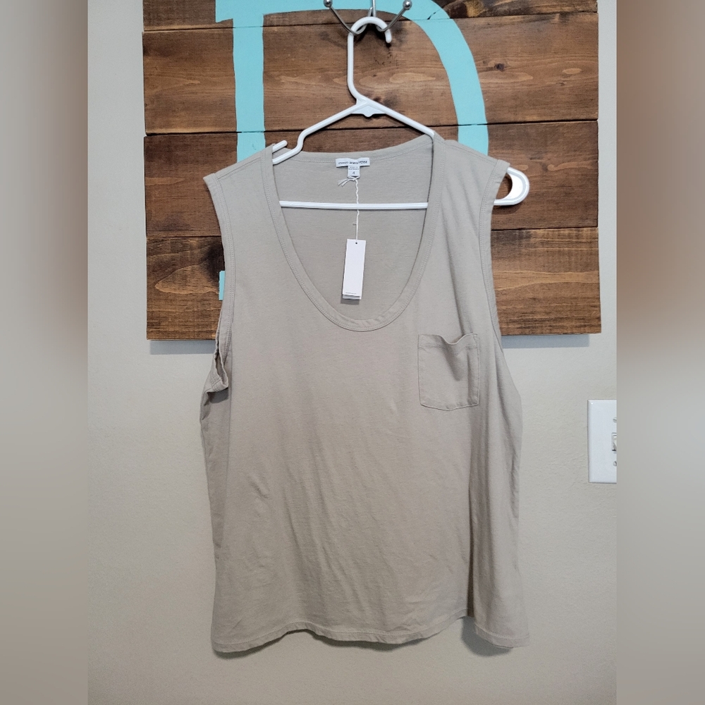 Standard James Perse Casual Beige Sleeveless V Neck Top Size 4 XL